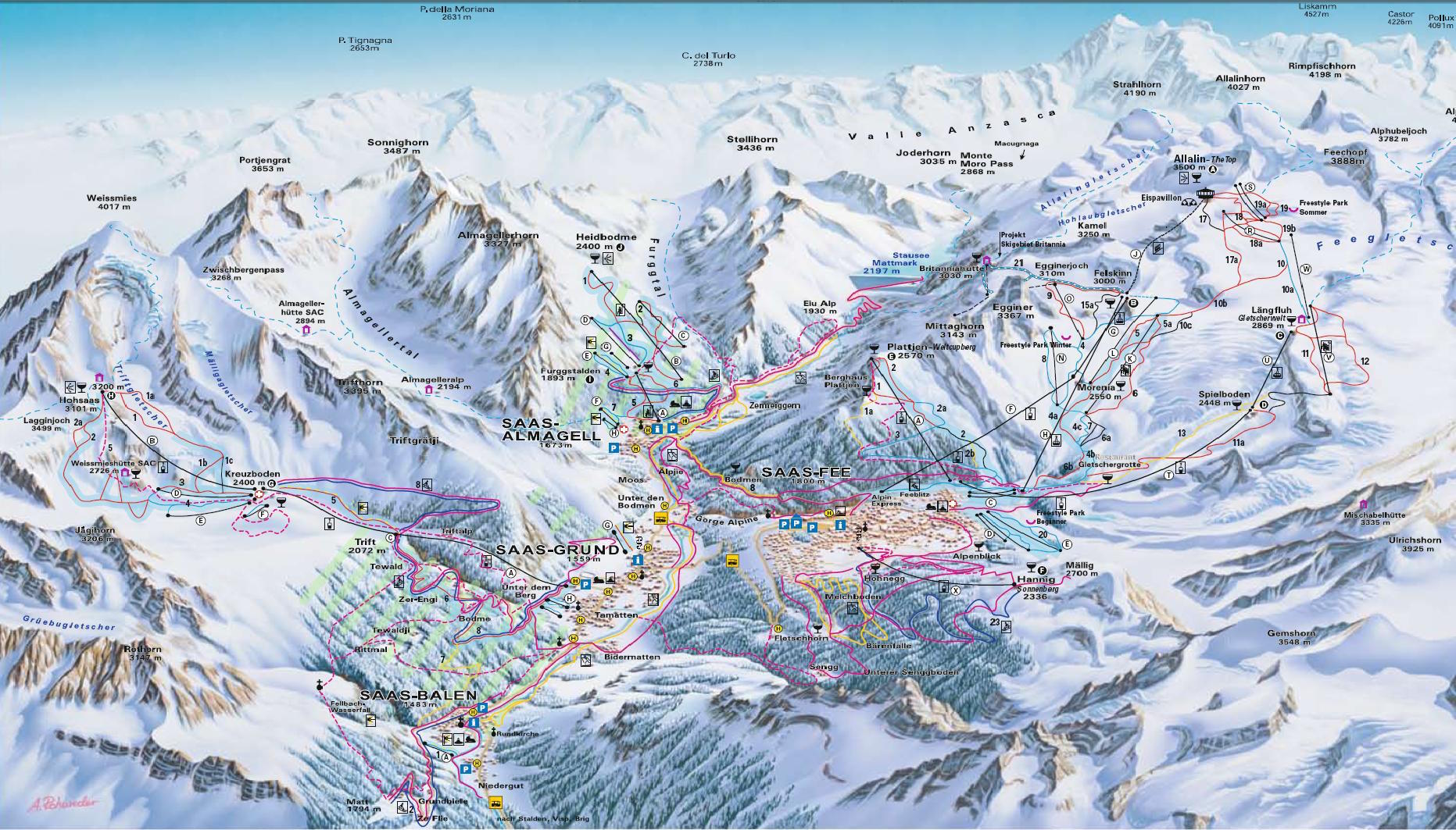 Monte Rosa Ski Area Map